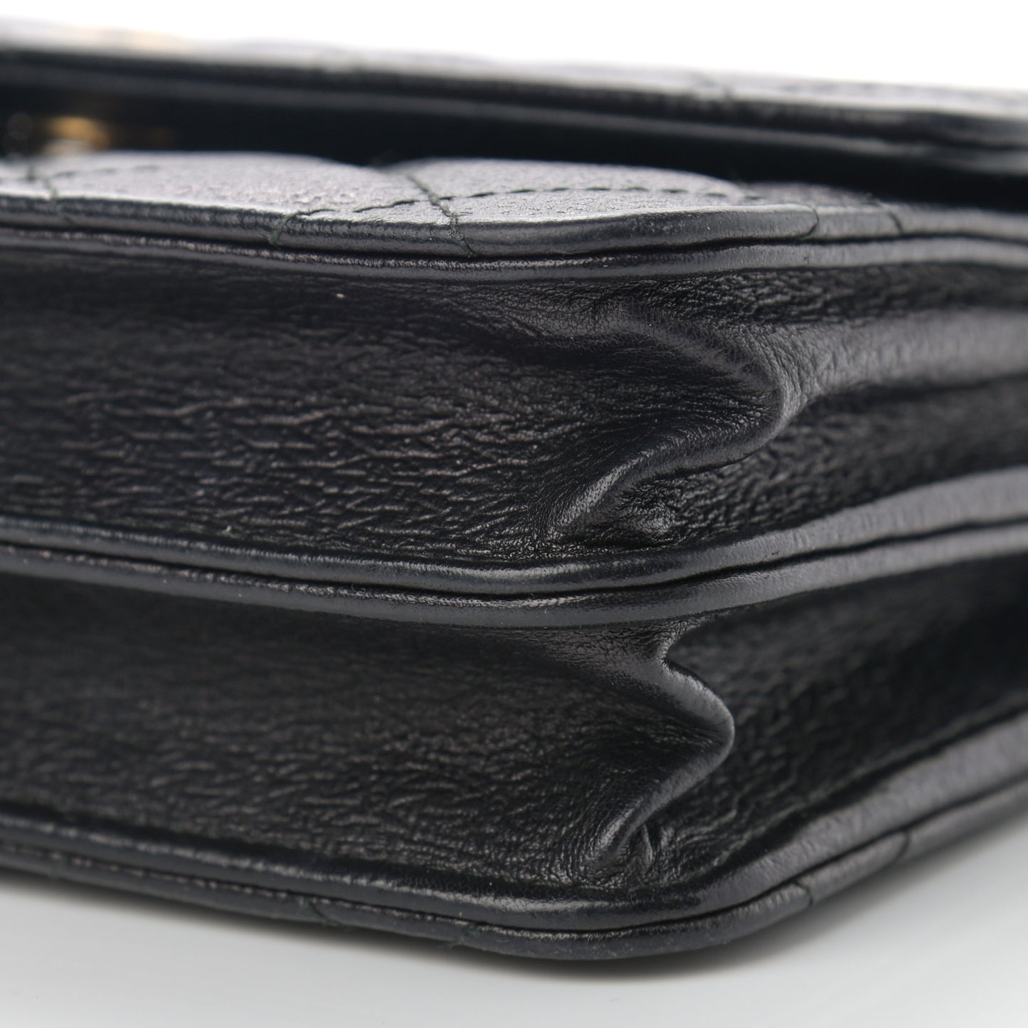 Letter Calfskin Embossed Quilted Square Wallet On Chain WOC Black