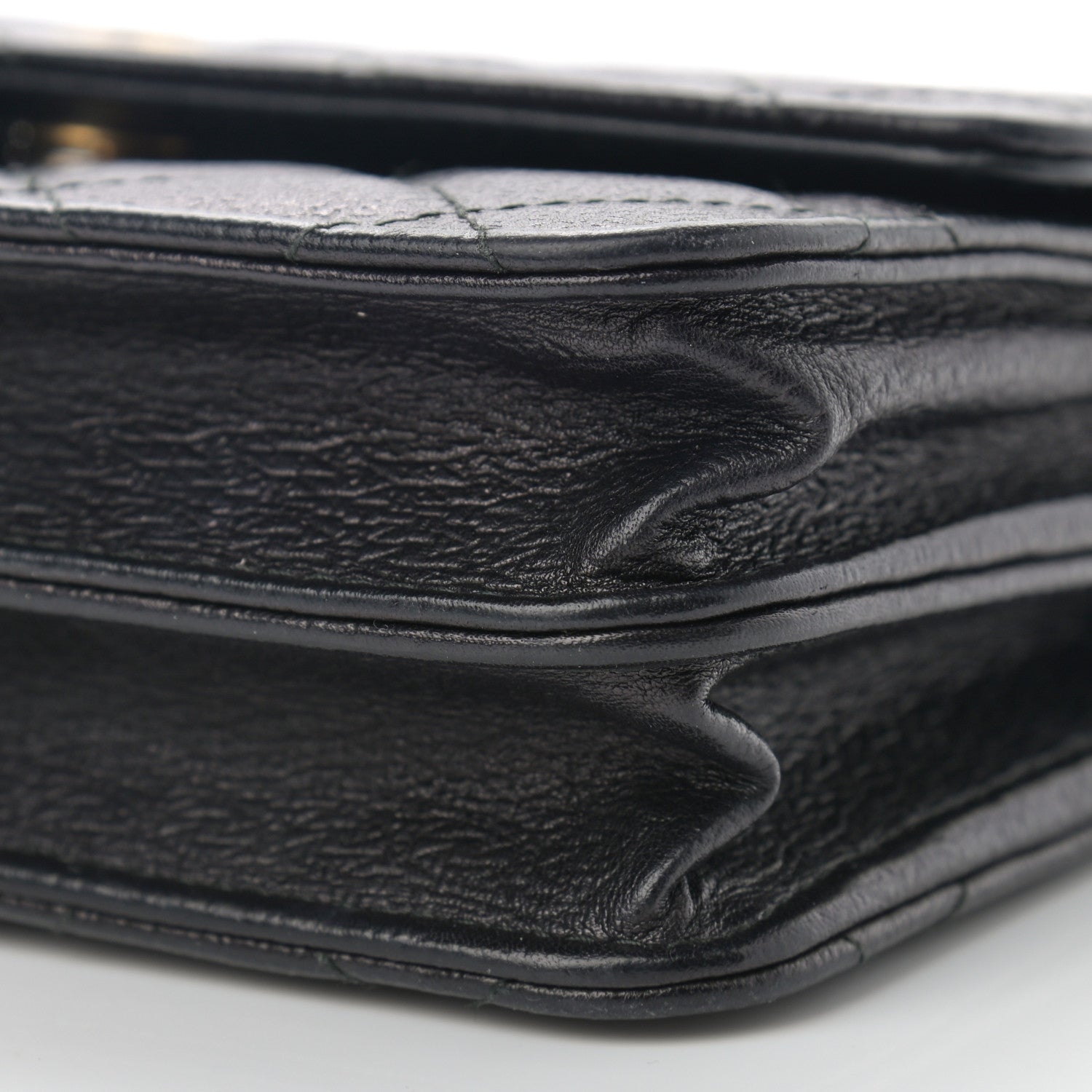 Chanel Letter Calfskin Embossed Quilted Square Wallet On Chain WOC Black 21 of 27