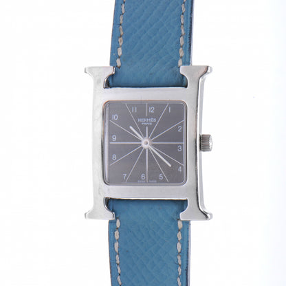 Hermes Stainless Steel Epsom 21mm Heure H Hour Watch Blue Jean 1 of 5