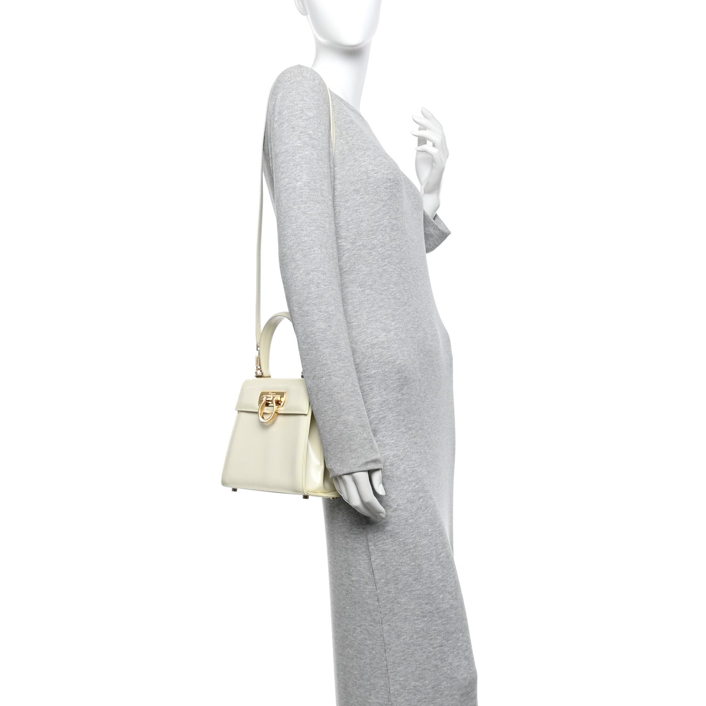 Brushed Off Calfskin Small Iconic Top Handle Bag Magnolia