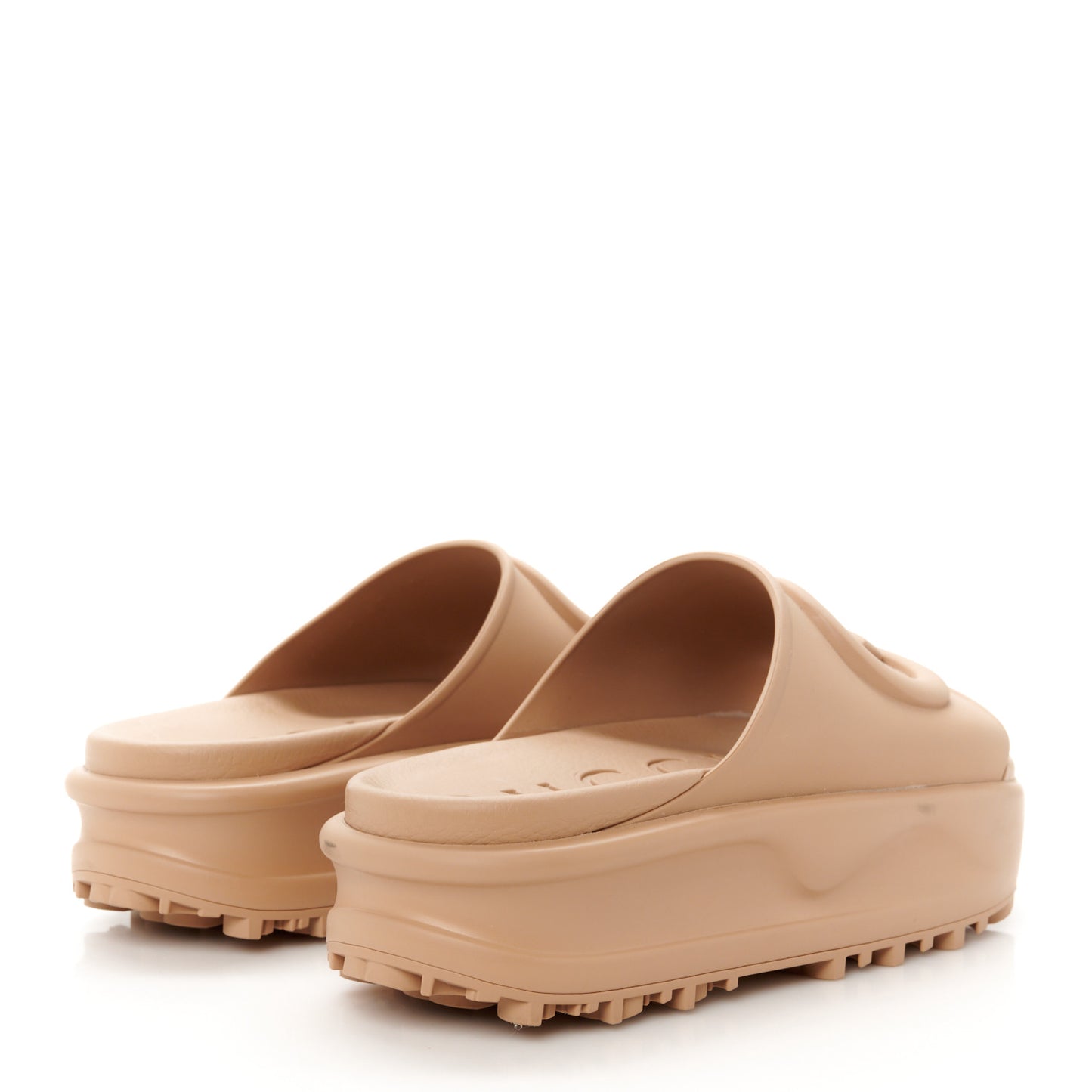 Soft Rubber Womens Interlocking G Platform 42mm Slide Sandals 37 Vintage Camel 37 Vintage Camel