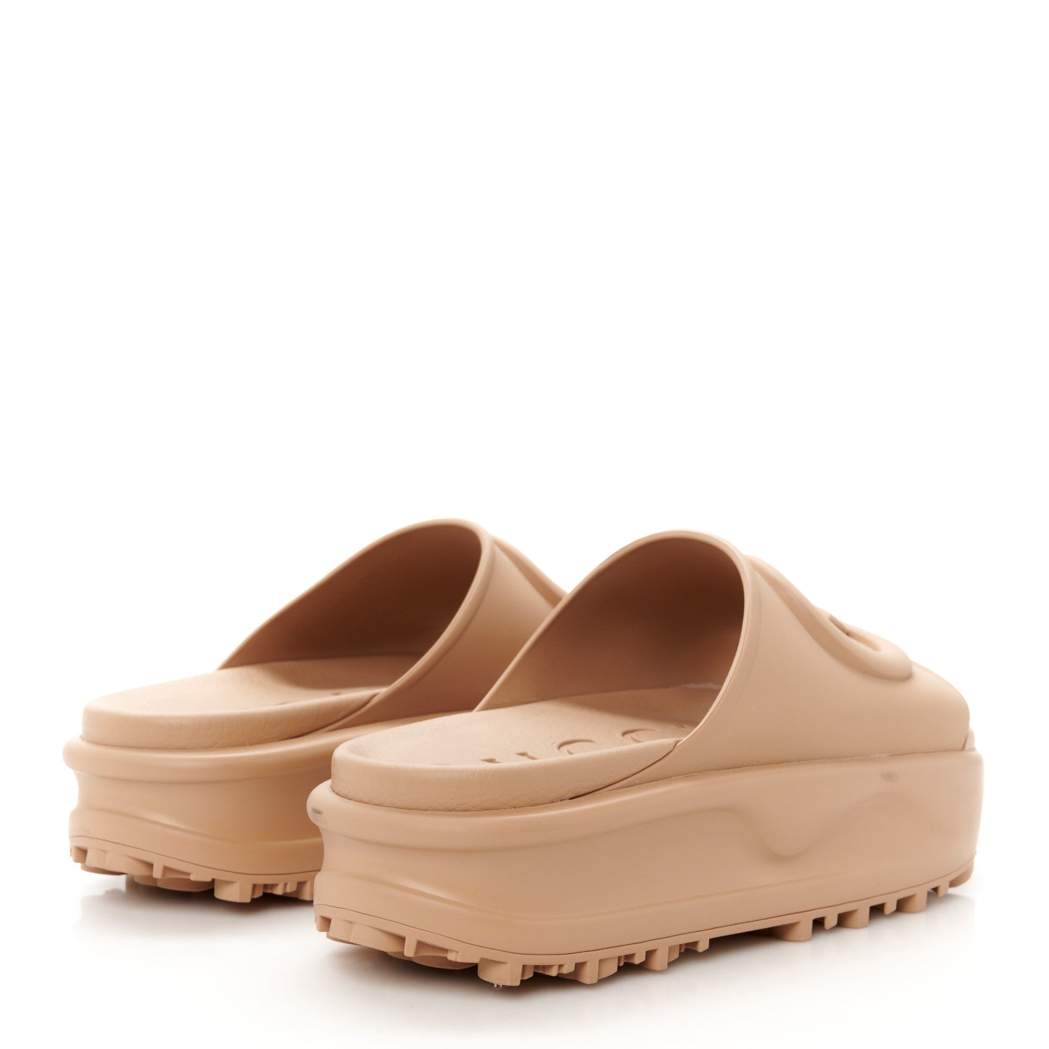 Gucci Soft Rubber Womens Interlocking G Platform 42mm Slide Sandals 37 Vintage Camel 37 Vintage Camel 5 of 10