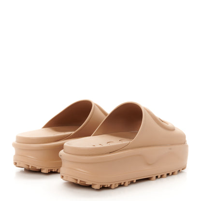 Gucci Soft Rubber Womens Interlocking G Platform 42mm Slide Sandals 37 Vintage Camel 37 Vintage Camel 5 of 10