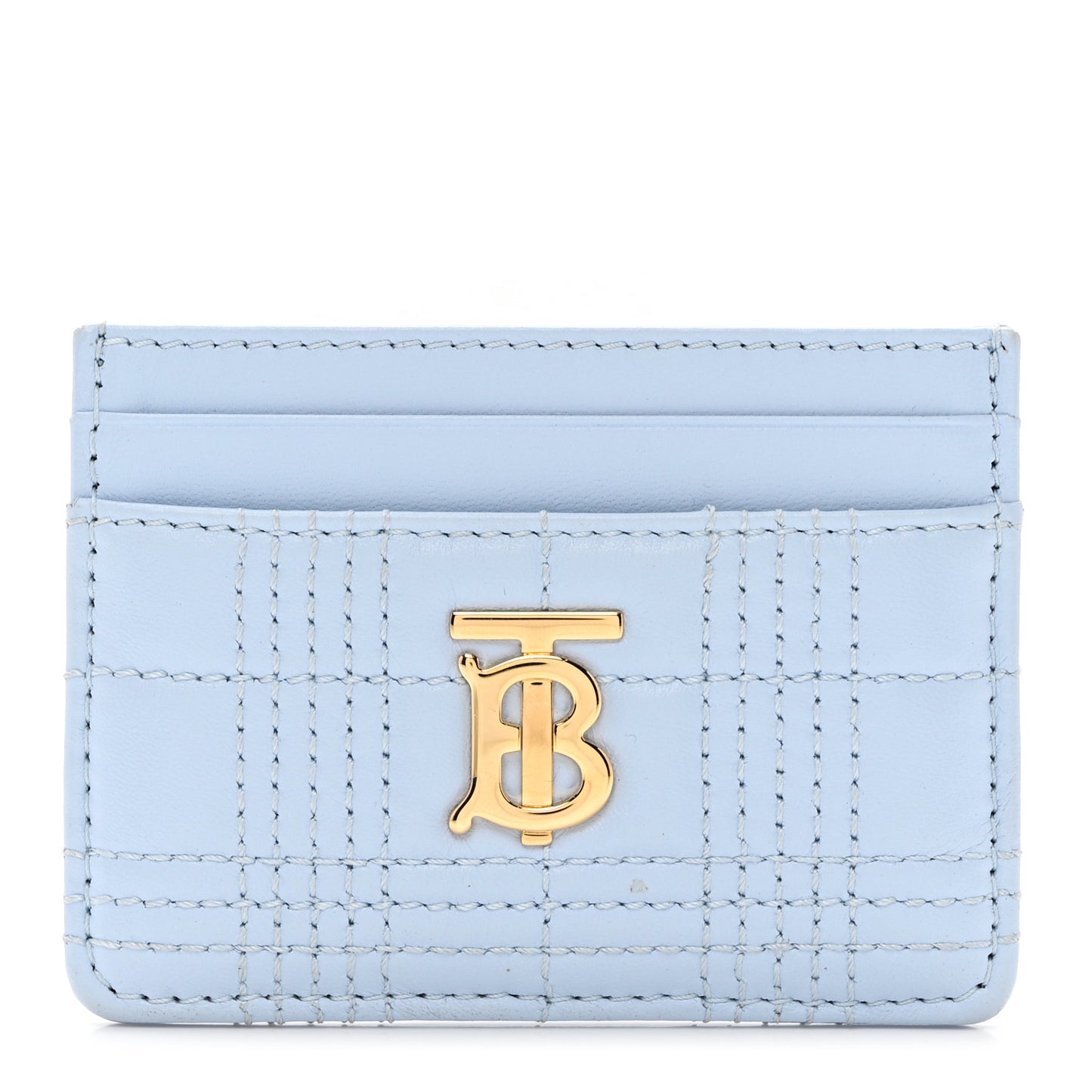 Lambskin Quilted Small Lola Card Holder Pale Blue