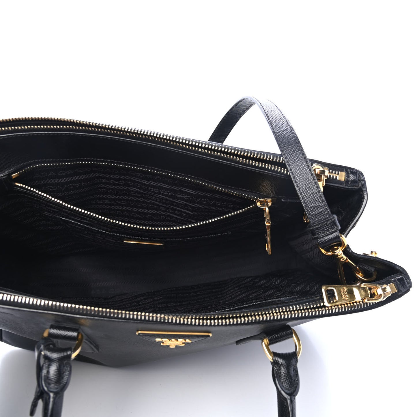Saffiano Medium Galleria Double Zip Tote Black