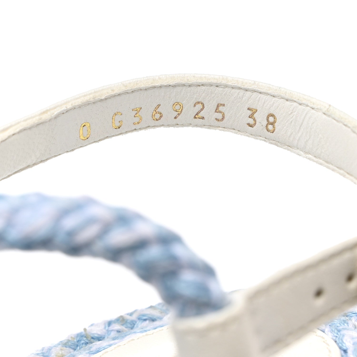 Chanel Lambskin Cord Chain CC Sandals 38 Blue White 7 of 10