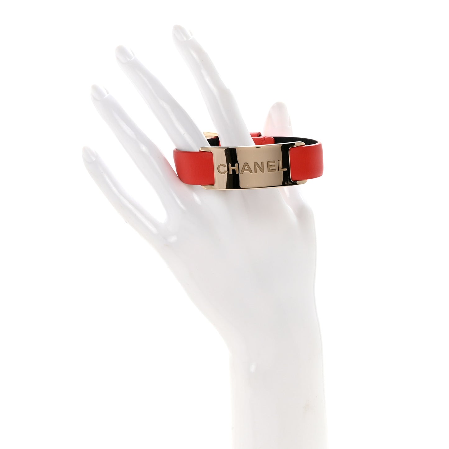 Calfskin Logo Buckle Bracelet Red