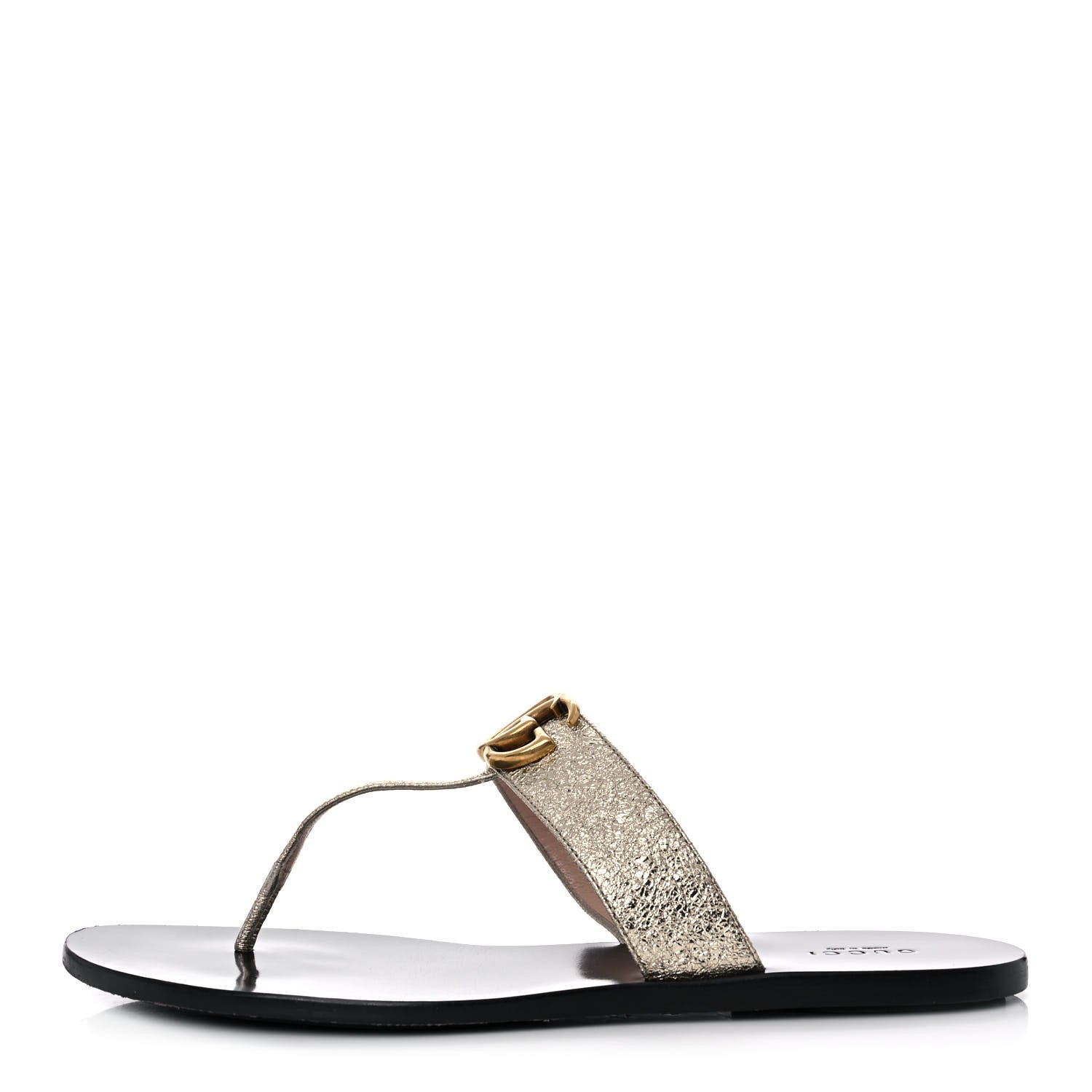 Gucci Nappa Silk Galassia GG Marmont Thong Flat Sandals 40.5 Platino 1 of 10