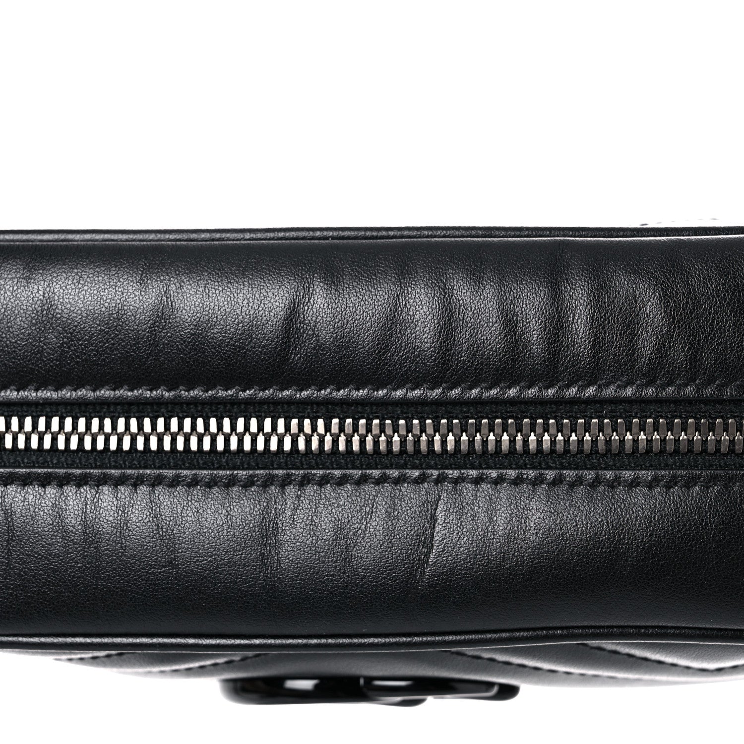 Gucci Calfskin Matelasse Monochrome Small GG Marmont Chain Shoulder Bag Black 9 of 10