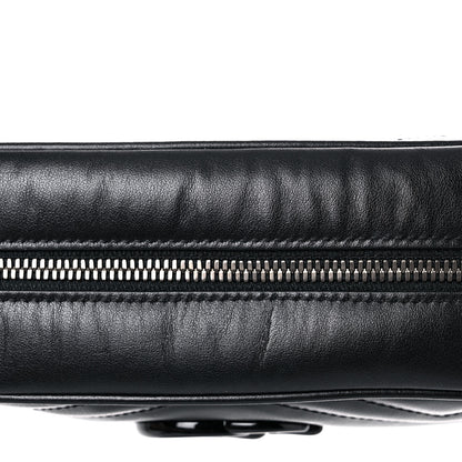 Gucci Calfskin Matelasse Monochrome Small GG Marmont Chain Shoulder Bag Black 9 of 10