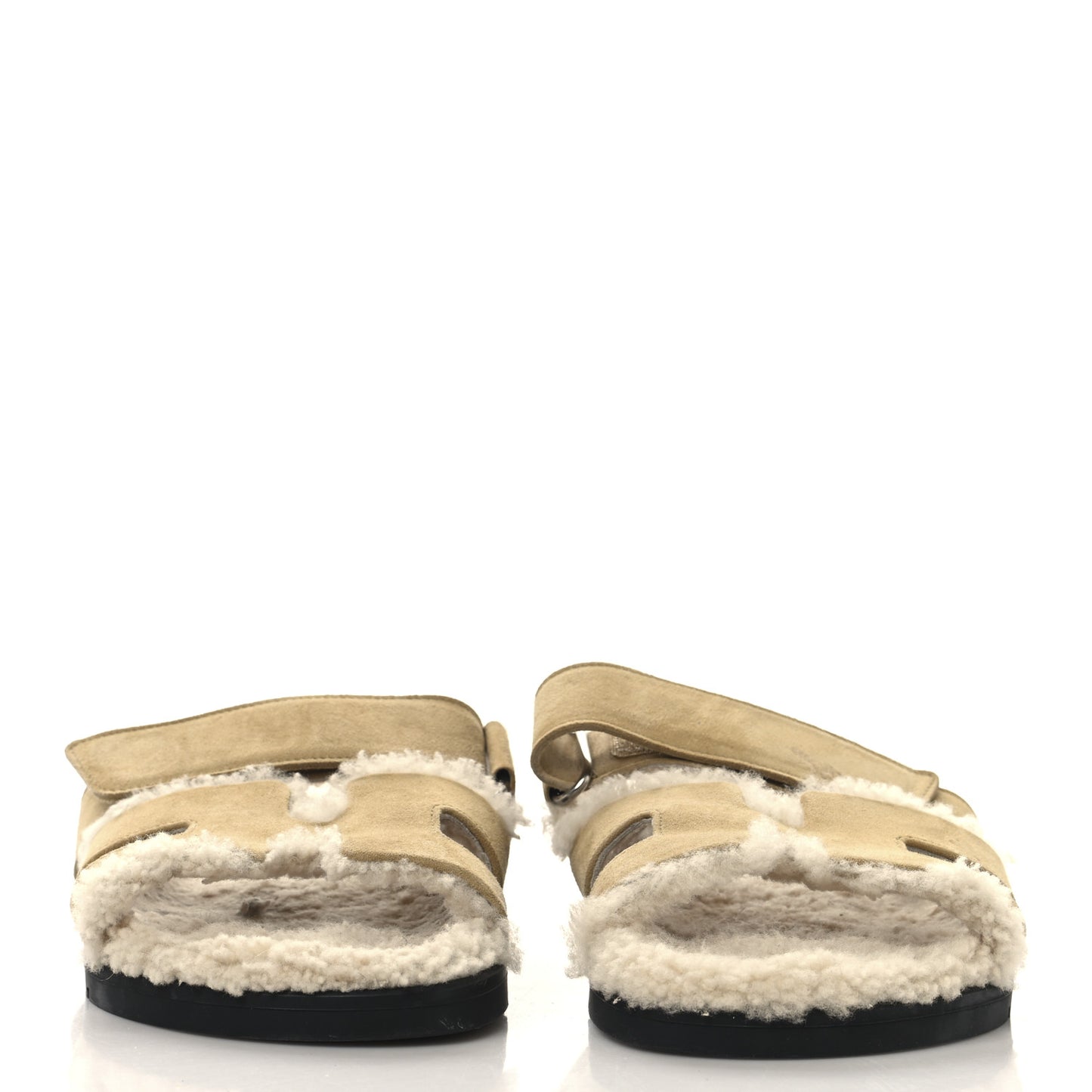 Suede Goatskin Woolskin Womens Chypre Sandals 36 Beige Albatre Ecru