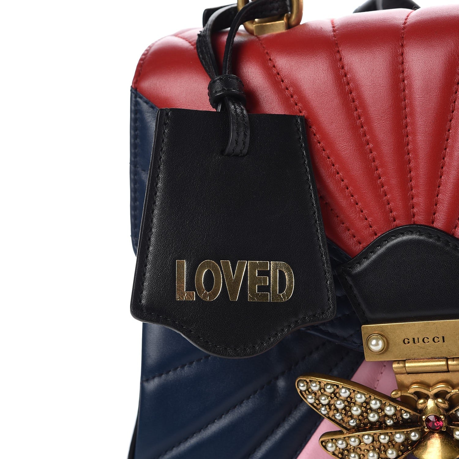 Gucci Calfskin Bamboo Trapuntata Queen Margaret Backpack Blue Agata Hibiscus Red Mystic White Sugar Pink 10 of 11