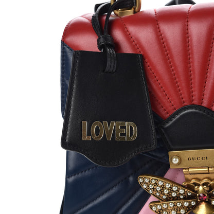 Gucci Calfskin Bamboo Trapuntata Queen Margaret Backpack Blue Agata Hibiscus Red Mystic White Sugar Pink 10 of 11