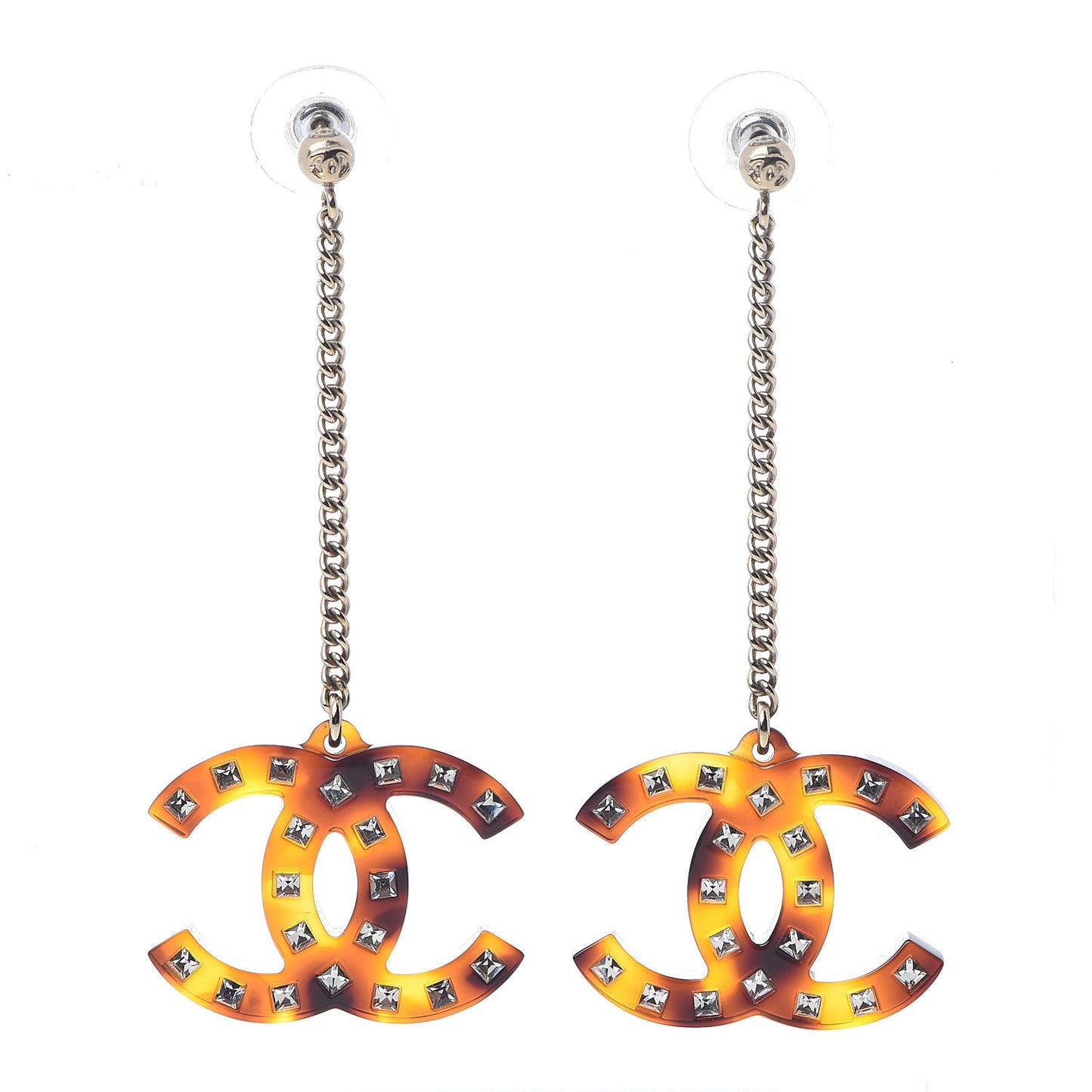 CC Crystal Drop Earrings Tortoise
