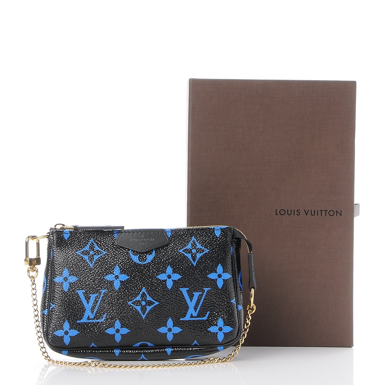 Louis Vuitton Colored Monogram Mini Pochette Accessories Blue Black 7 of 7