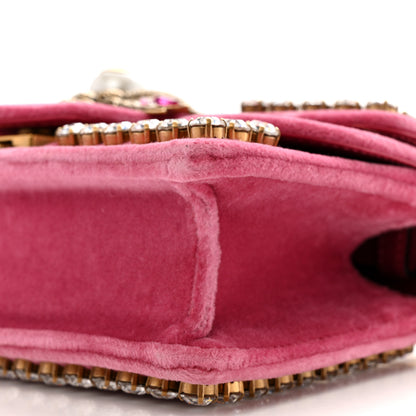 Gucci Velvet Crystal Mini Bee Broadway Shoulder Bag Light Raspberry Rose 10 of 13