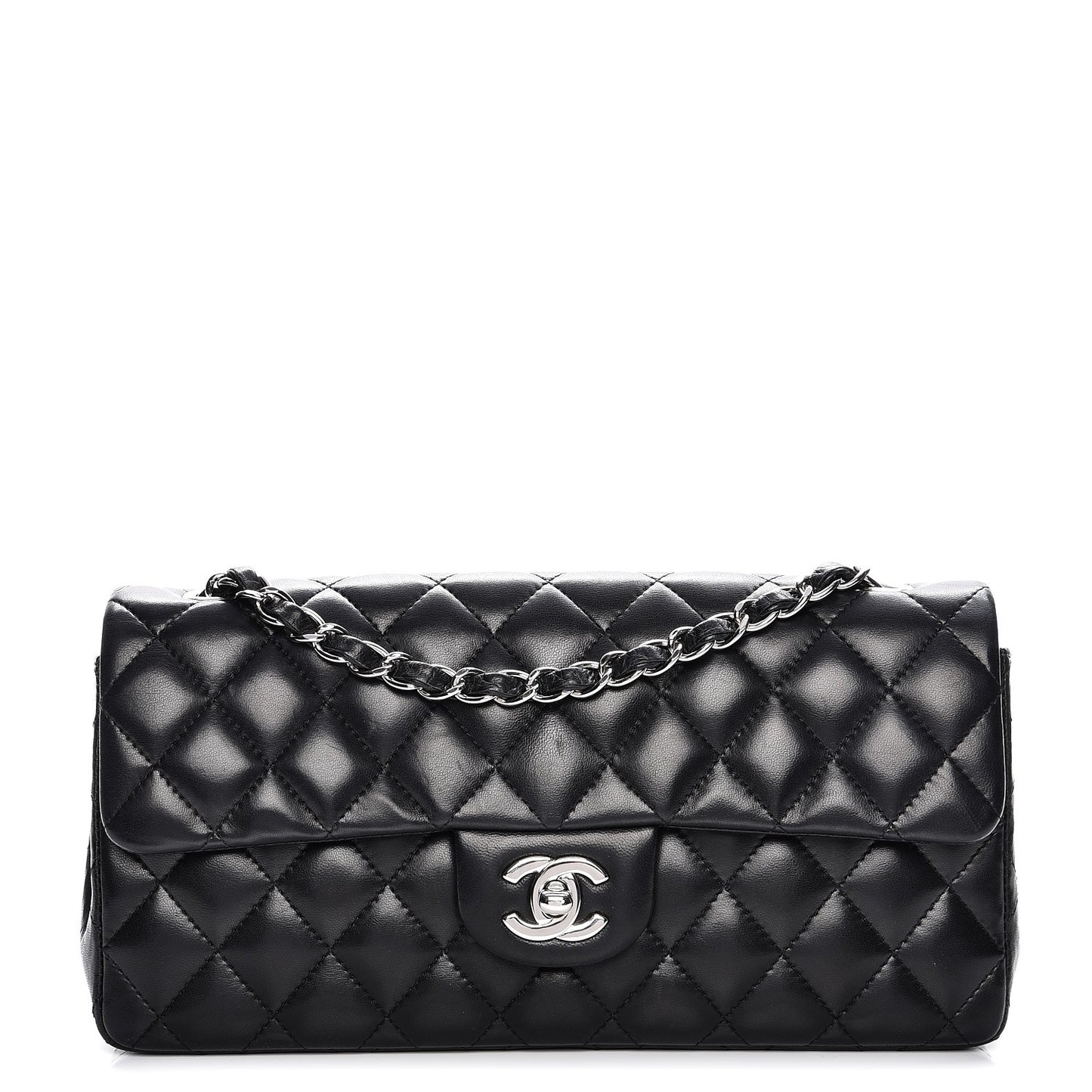 Lambskin Quilted East West Flap Black