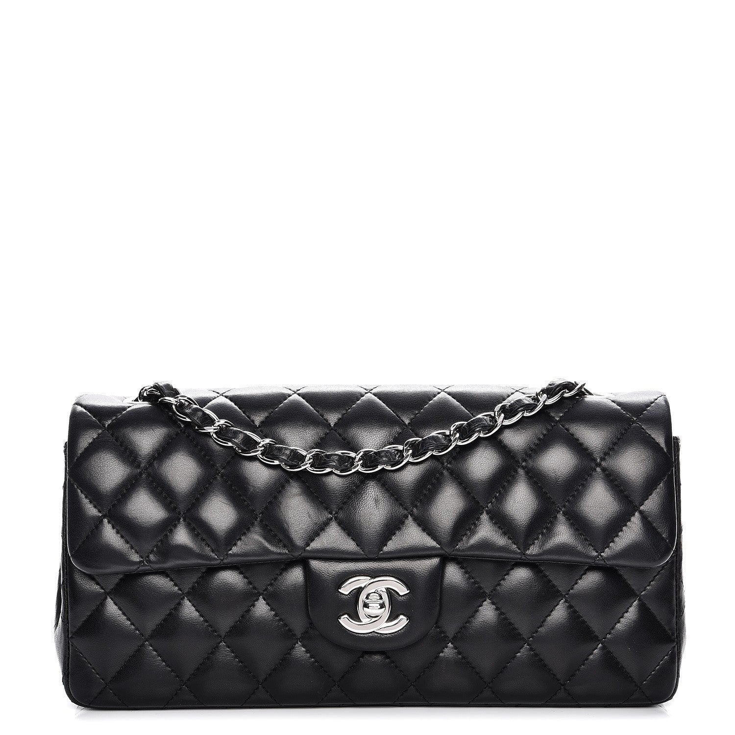 Chanel Lambskin Quilted East West Flap Black 1 of 12