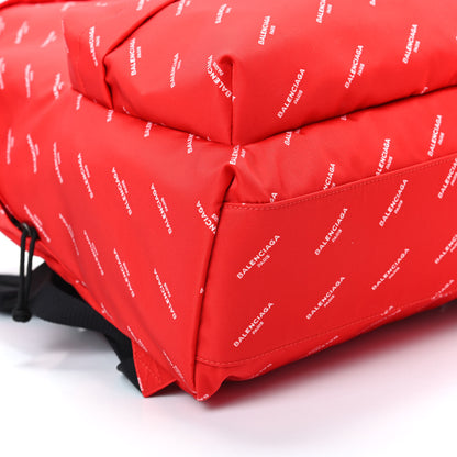Balenciaga Twill Nylon Allover Logo Print Explorer Backpack Rouge Vermillion White 6 of 9
