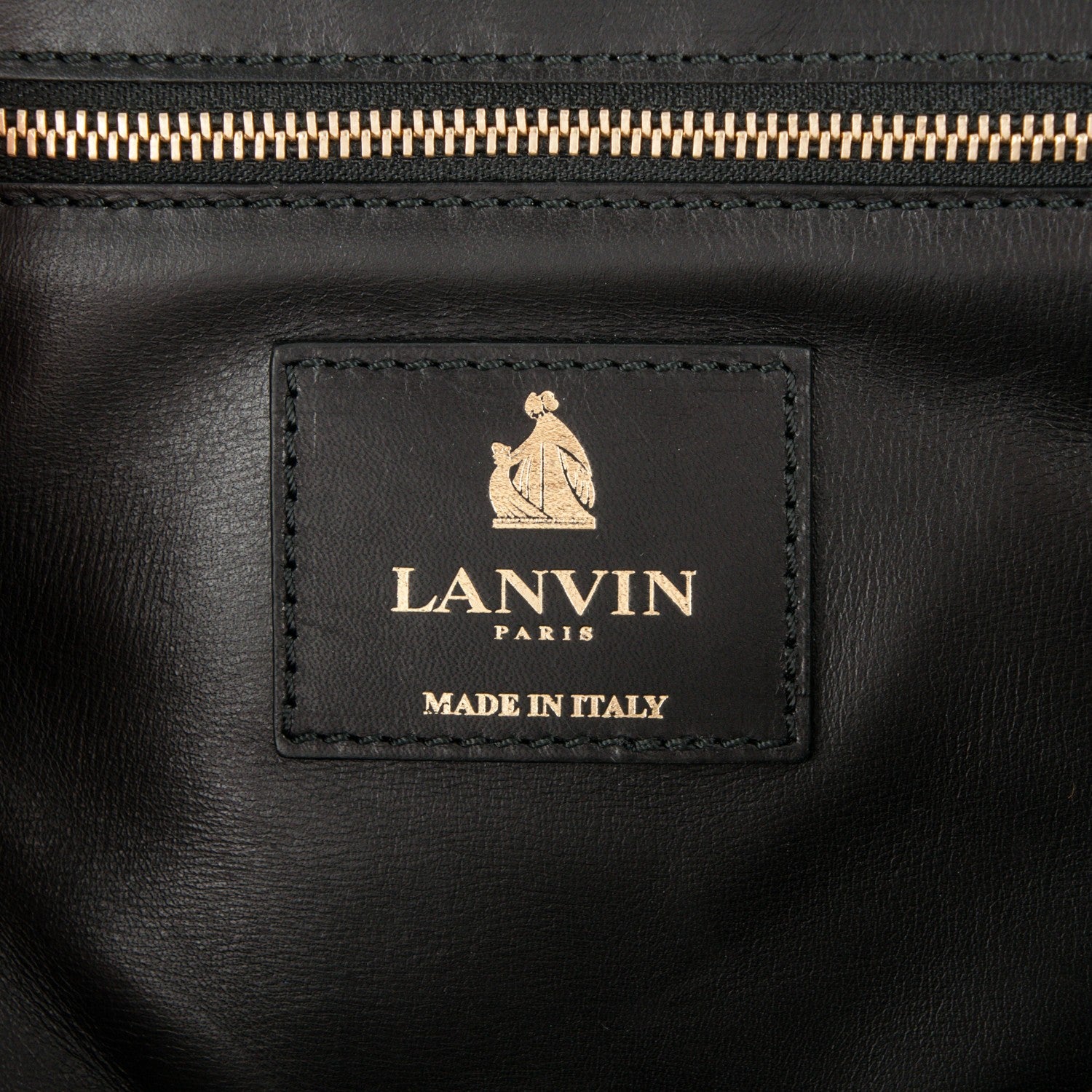 Lanvin Glazed Calfskin Braided Metal Chain Fringe Shopper Tote Black 6 of 6