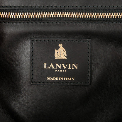 Lanvin Glazed Calfskin Braided Metal Chain Fringe Shopper Tote Black 6 of 6