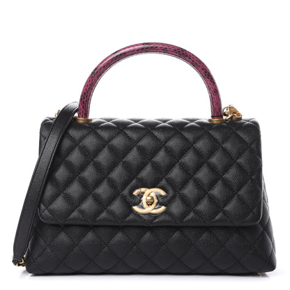 Chanel Caviar Elaphe Quilted Small Coco Handle Flap Black 1 of 10
