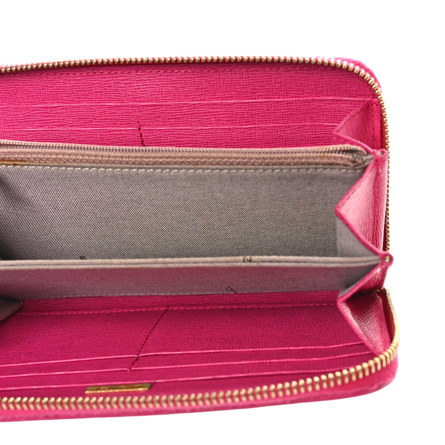 Fendi Zucca Spalmati Vitello Elite Zip Around Wallet Tobacco Ciclamino 5 of 8