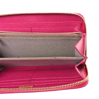 Fendi Zucca Spalmati Vitello Elite Zip Around Wallet Tobacco Ciclamino 5 of 8