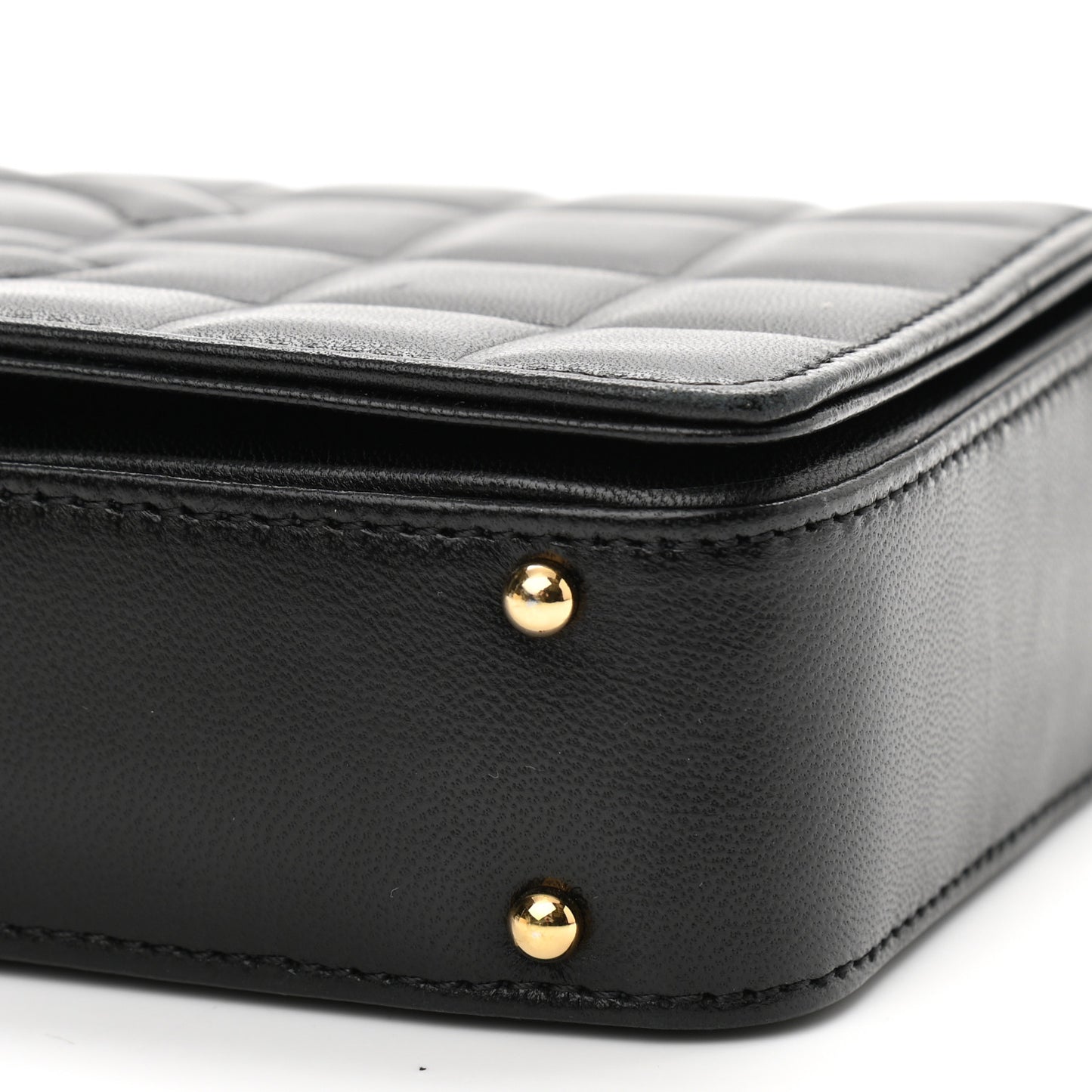 Lambskin Quilted CC Chocolate Bar Flap Black
