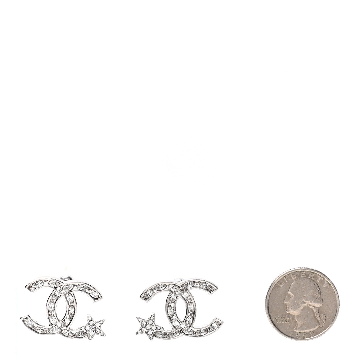 Chanel Crystal CC Starfall Earrings Silver 2 of 4