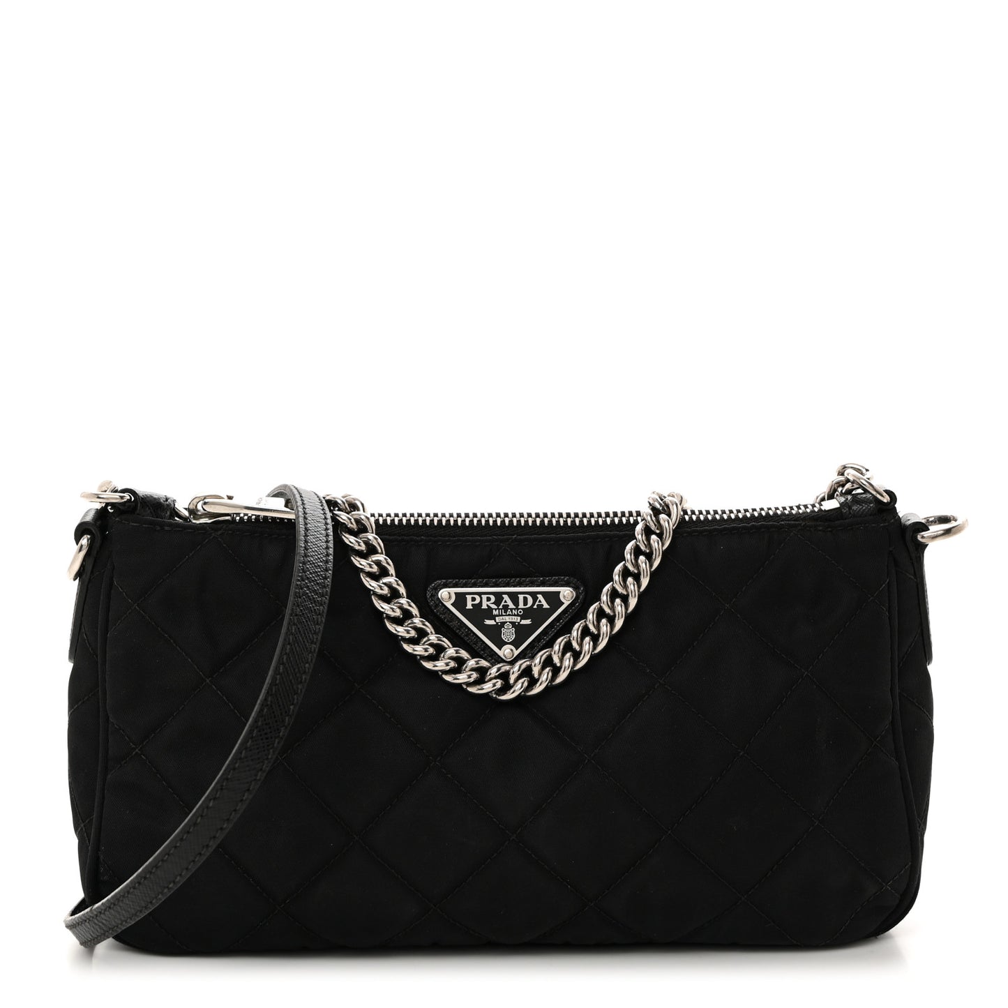 Nylon Tessuto Impuntu Quilted Crossbody Bag Black