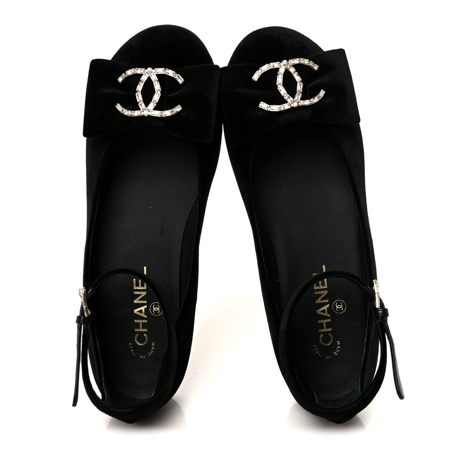 Velvet Strass CC Bow Mary Jane Flats 38.5 Black