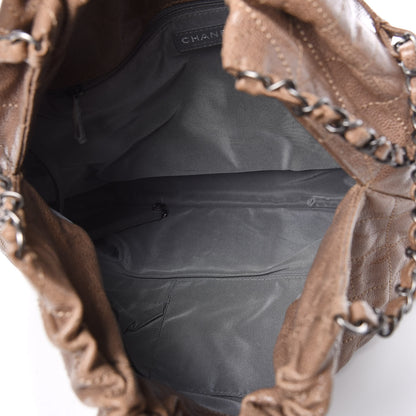 Chanel Distressed Glazed Caviar Quilted Large Elastic Tote Grey 5 of 10