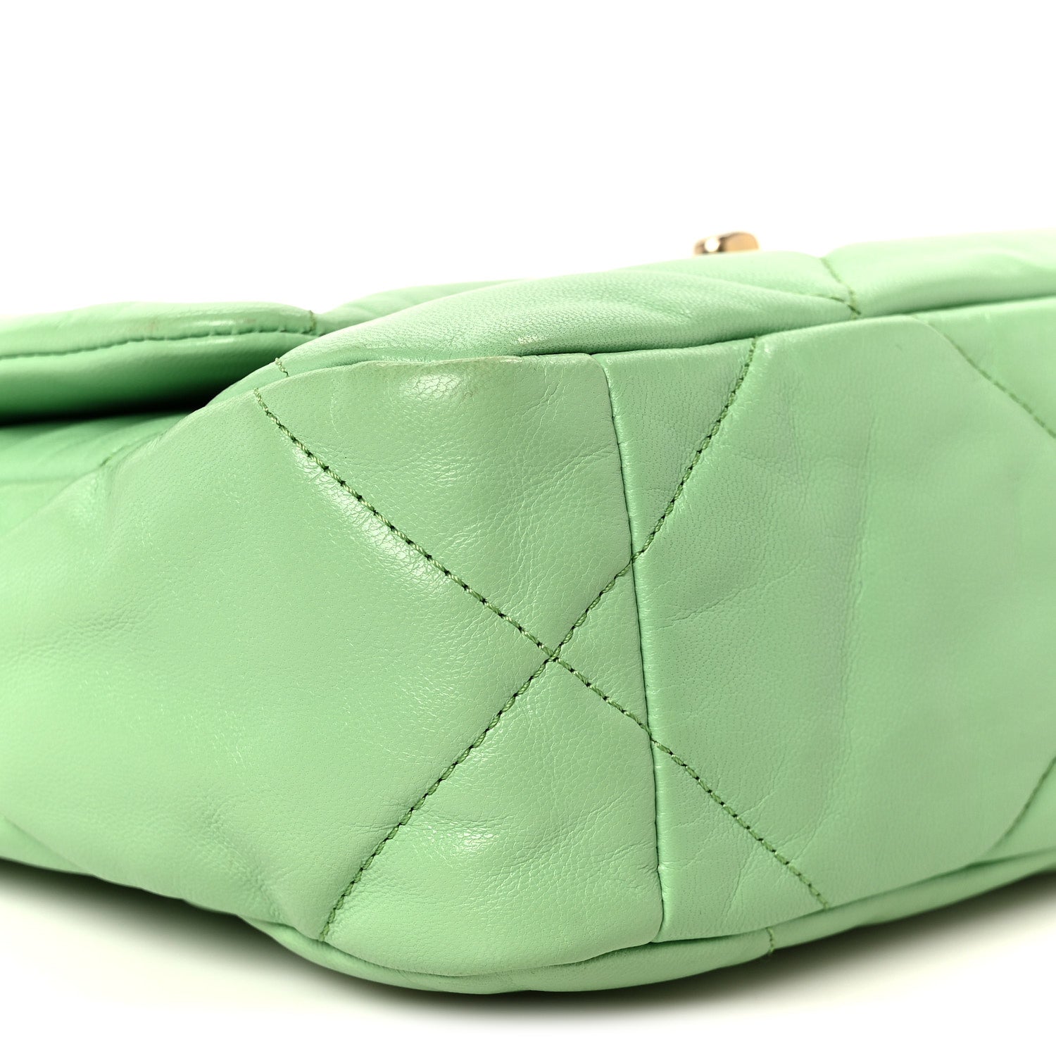 Chanel Goatskin Quilted Medium Chanel 19 Flap Light Green 9 of 10
