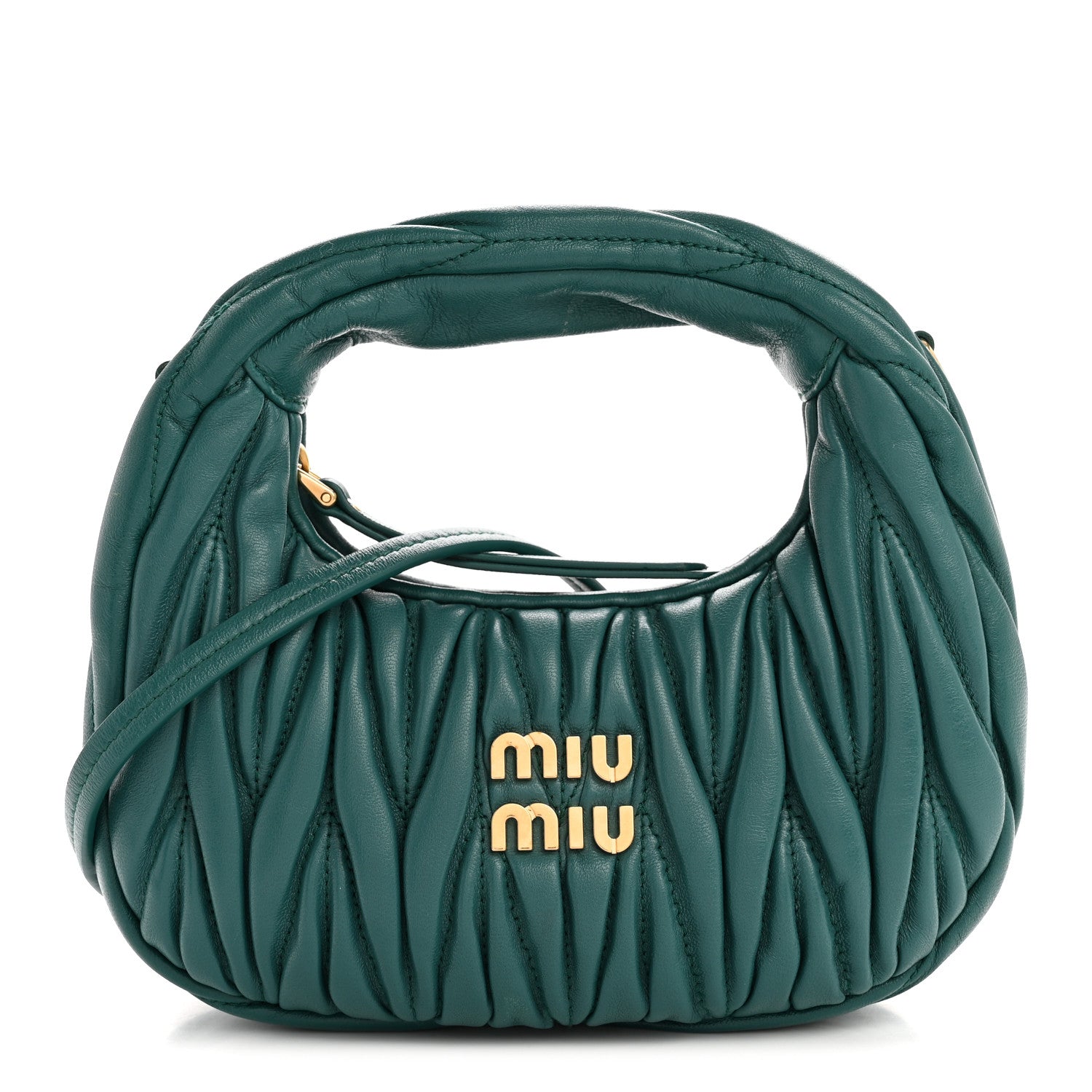 Miu Miu Nappa Matelasse Mini Wander Hobo Green 1 of 12
