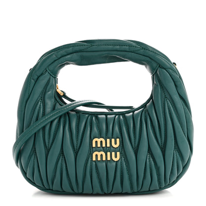Miu Miu Nappa Matelasse Mini Wander Hobo Green 1 of 12