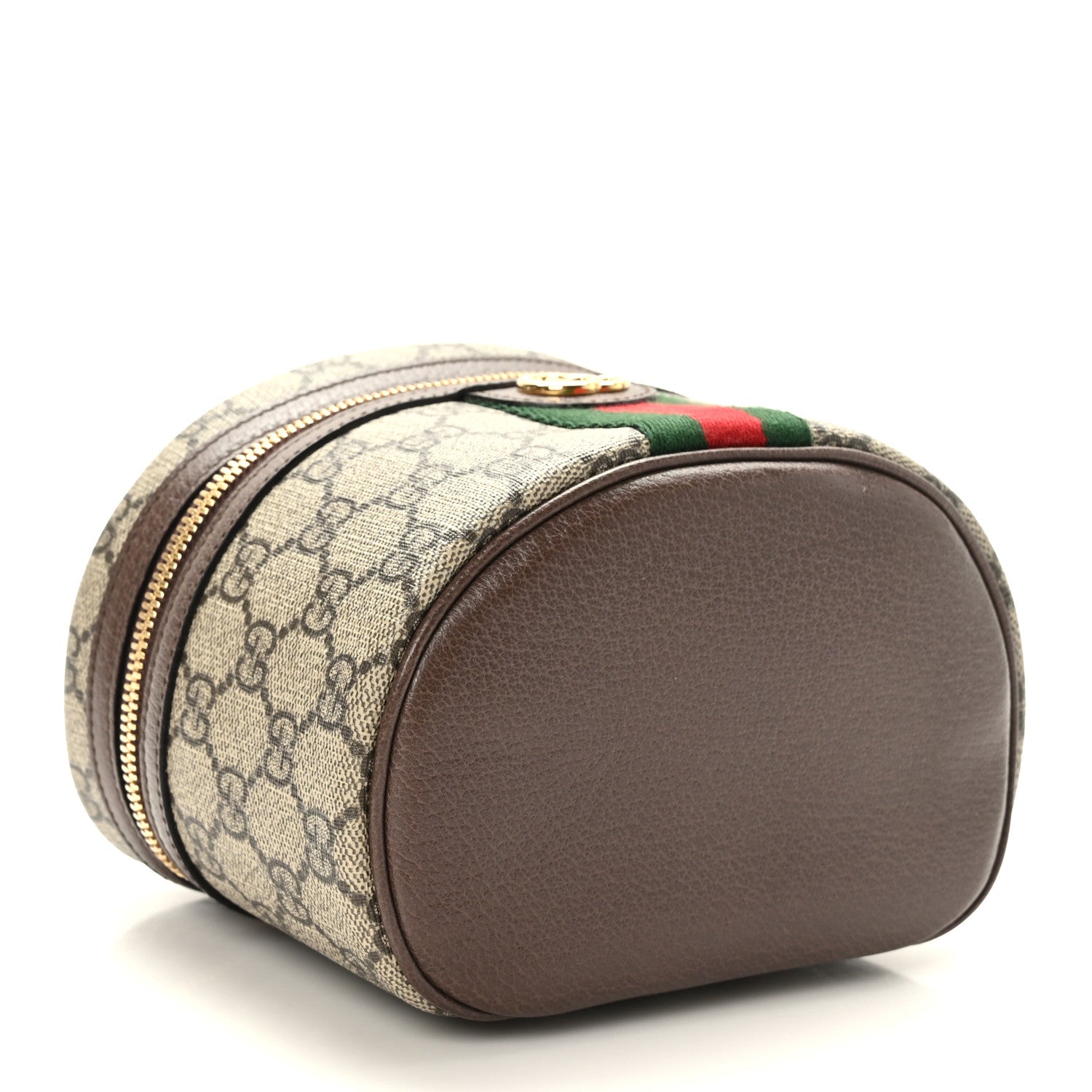 Gucci GG Supreme Monogram Textured Calfskin Web Ophidia Vanity Cosmetic Case Beige Ebony New Acero 4 of 9