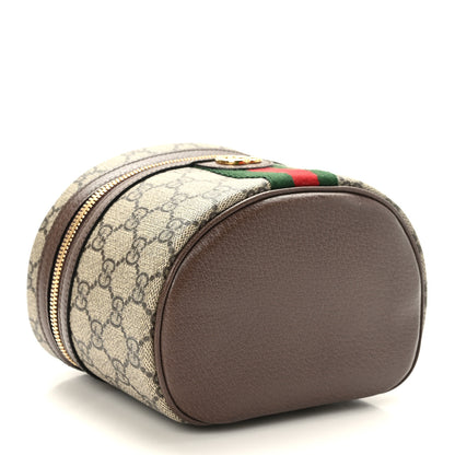 Gucci GG Supreme Monogram Textured Calfskin Web Ophidia Vanity Cosmetic Case Beige Ebony New Acero 4 of 9