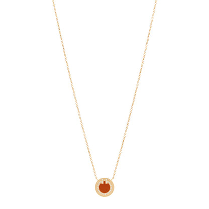 Tiffany 18K Yellow Gold Diamond Carnelian Small T Circle Pendant Necklace 1 of 5