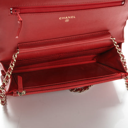 Chanel Lambskin Emoticon Wallet on Chain WOC Red 5 of 8