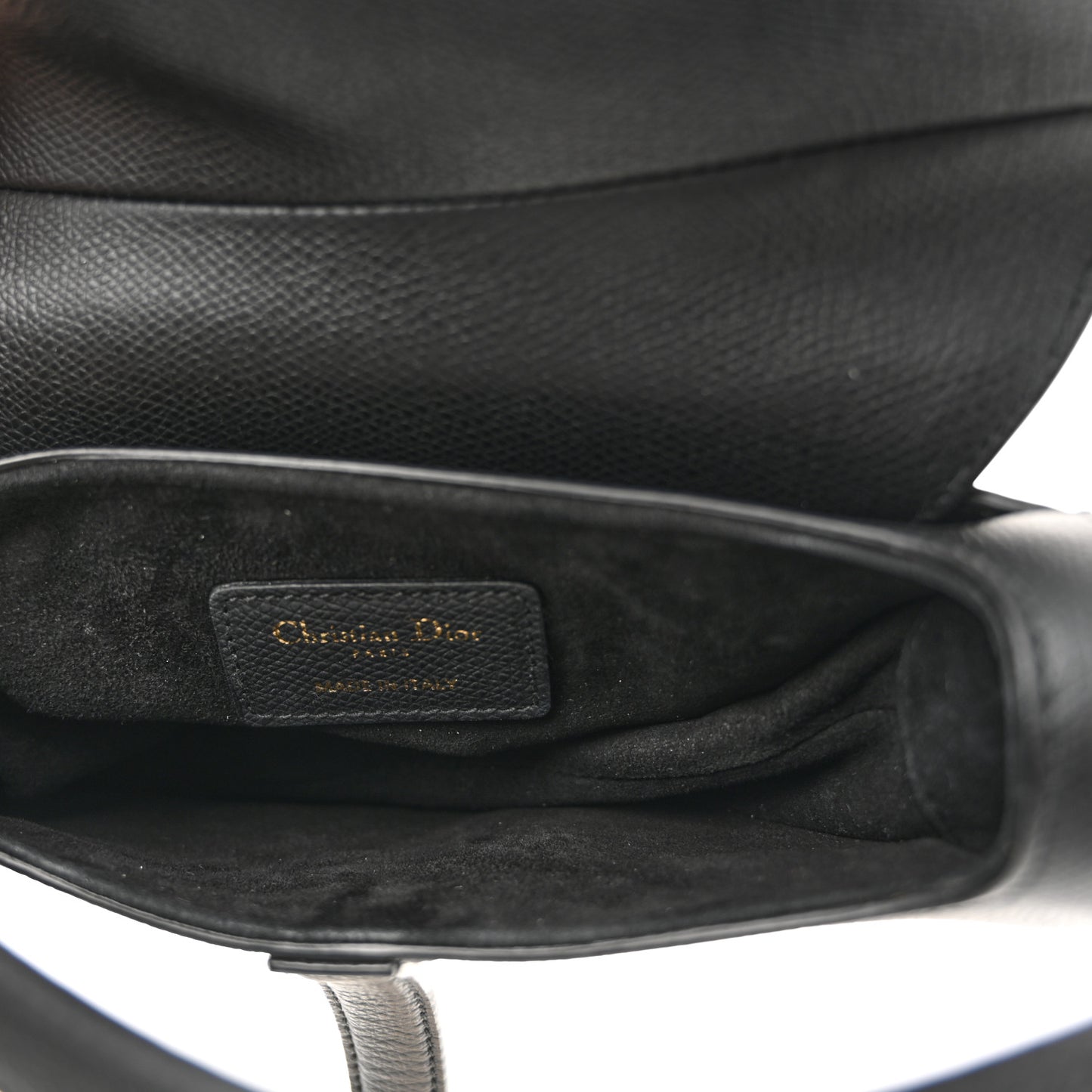 Grained Calfskin Mini Saddle Bag Black