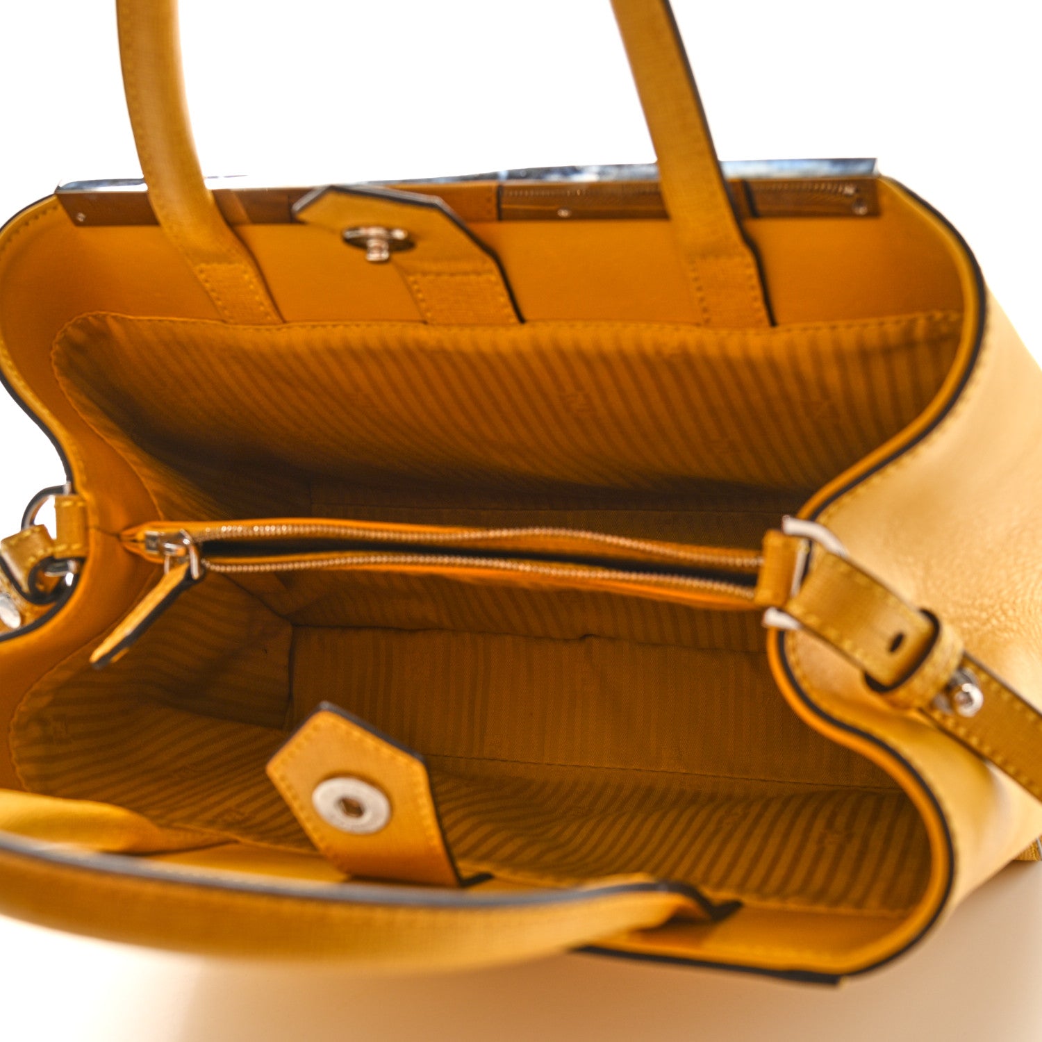 Fendi Vitello Elite Petite 2Jours Tote Yellow Chantilly 5 of 9