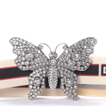 Gucci Jacquard Crystal Stripe Butterfly Belt 90 36 White 3 of 9