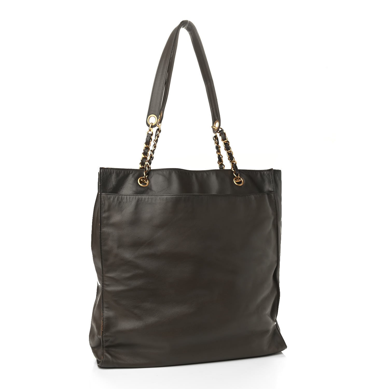 Chanel Lambskin CC Tote Brown 3 of 12