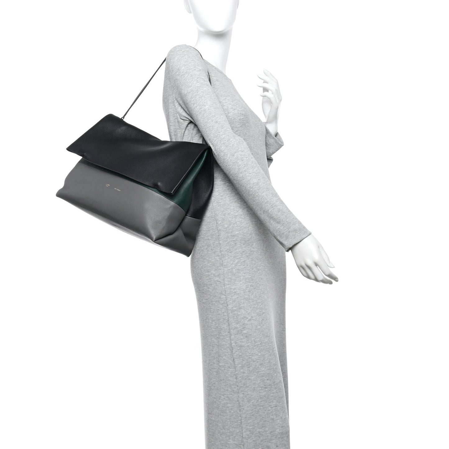 Calfskin All Soft Shoulder Bag Black Grey Green
