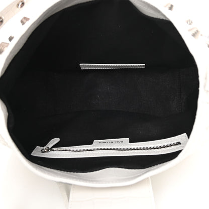 Balenciaga Extra Supple Calfskin Crocodile Embossed Medium Le Cagole Shoulder Bag White 5 of 13