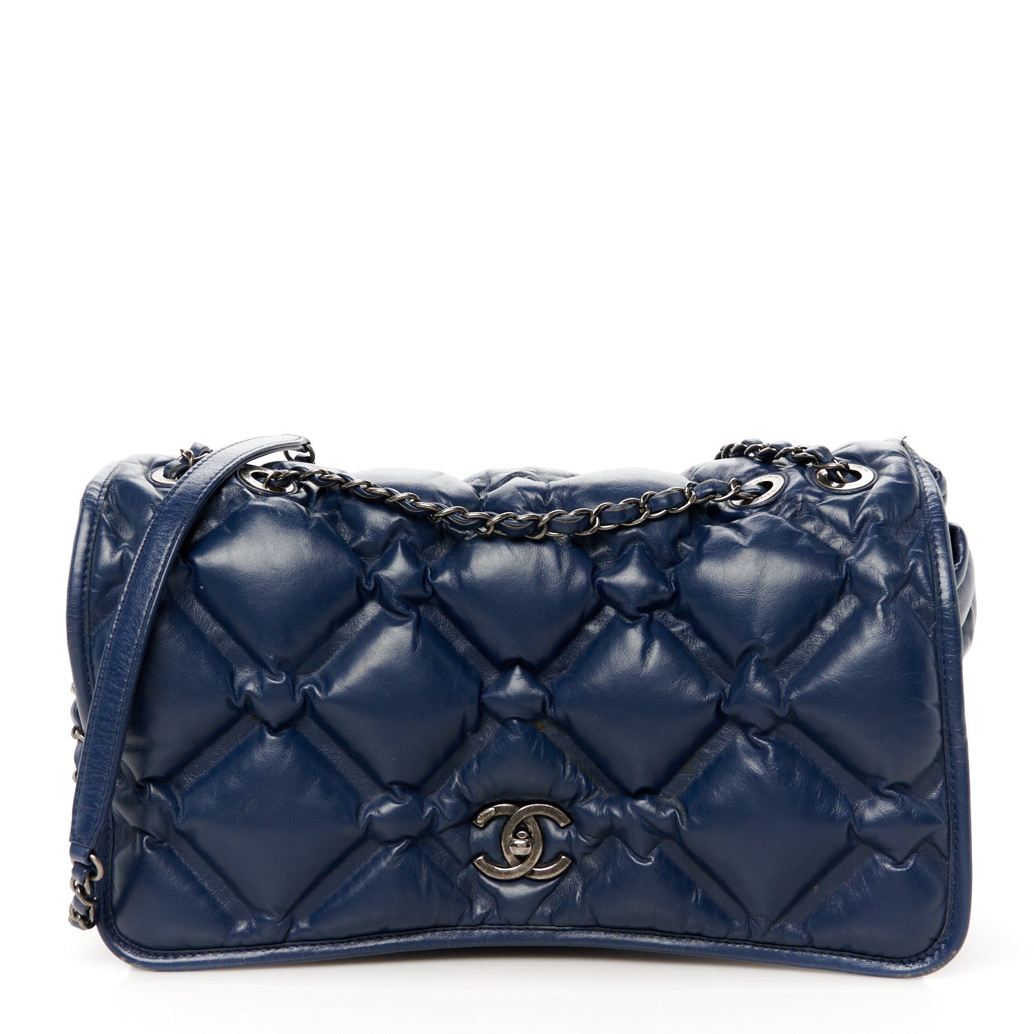 Chanel Calfskin Quilted Large Chesterfield Flap Navy 1 of 12