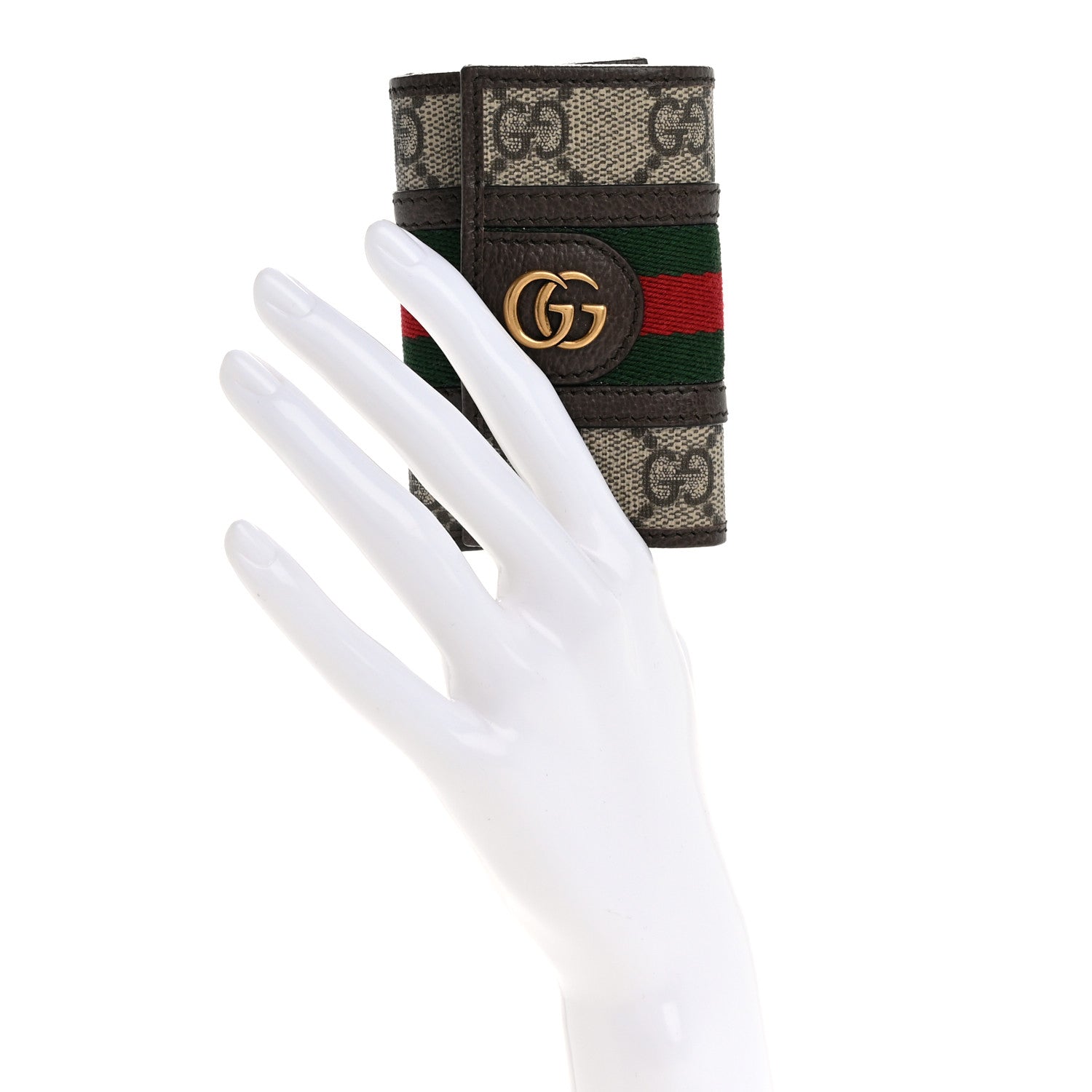 Gucci GG Supreme Monogram Web Ophidia 6 Key Holder Case Beige New Acero 2 of 10
