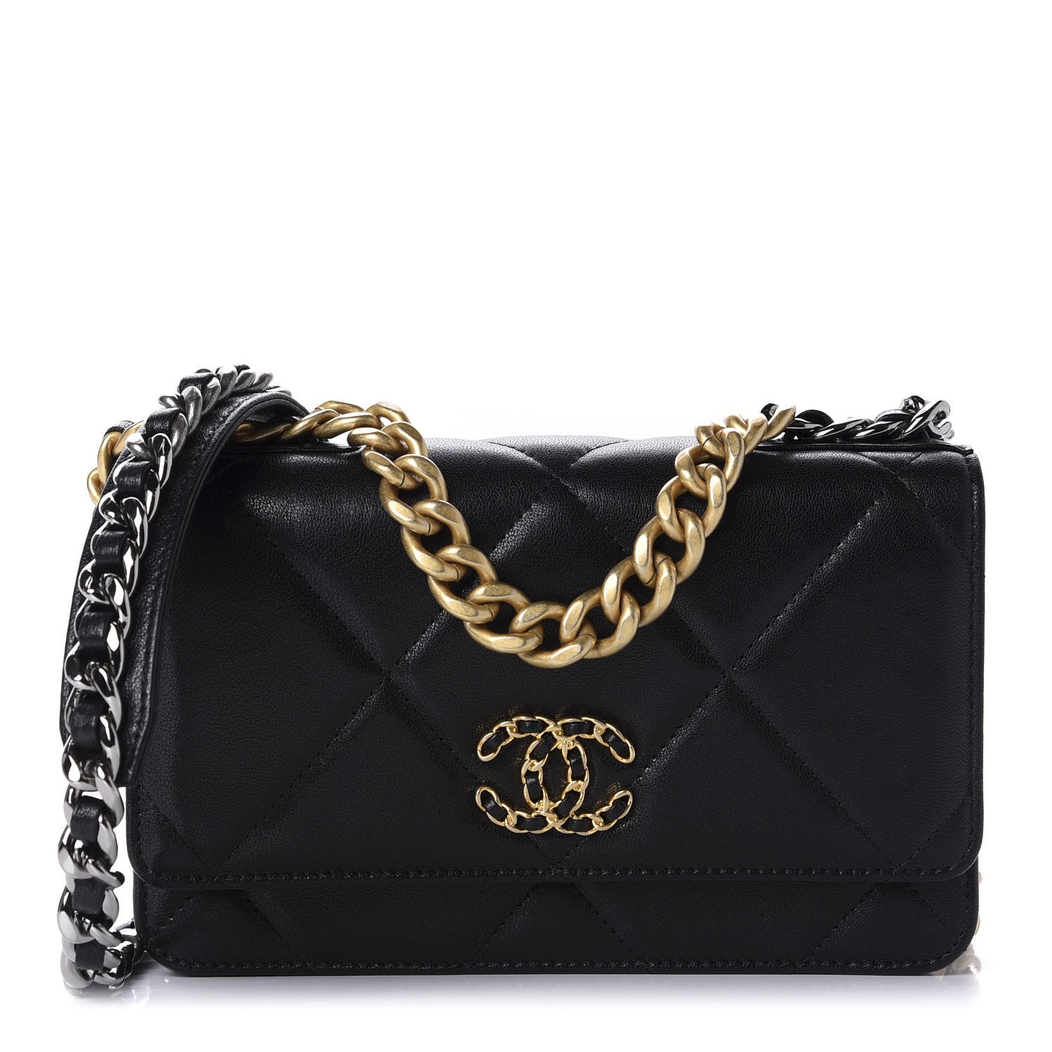 Chanel Goatskin Quilted 19 Wallet On Chain WOC Black 1 of 12