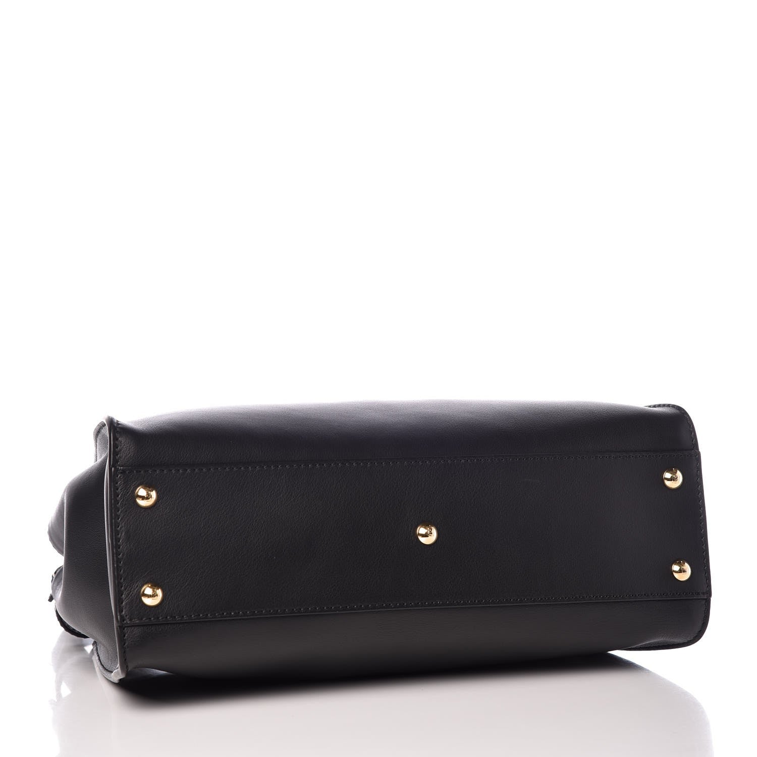 Fendi Vitello Seta Shiny Nappa Medium Peekaboo Iconic Satchel Black 4 of 9